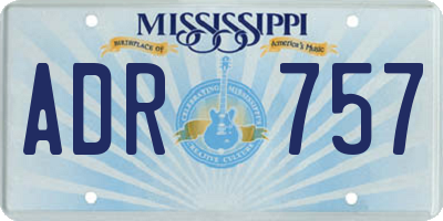MS license plate ADR757