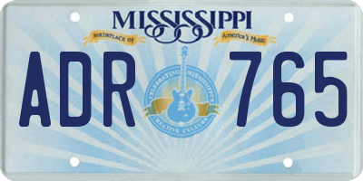 MS license plate ADR765