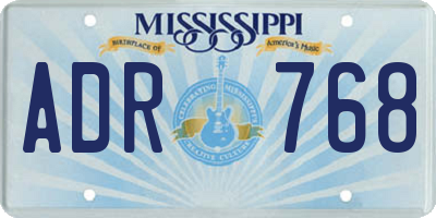 MS license plate ADR768