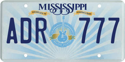 MS license plate ADR777