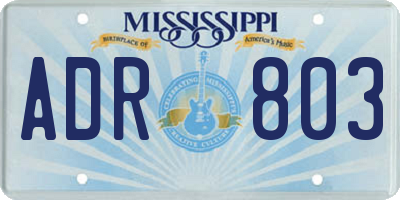 MS license plate ADR803