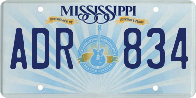 MS license plate ADR834