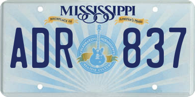 MS license plate ADR837