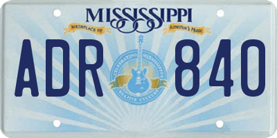 MS license plate ADR840
