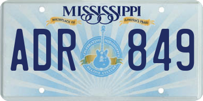 MS license plate ADR849