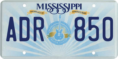 MS license plate ADR850