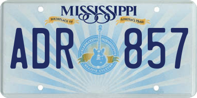 MS license plate ADR857
