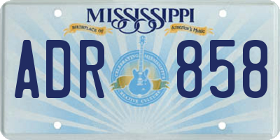 MS license plate ADR858