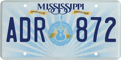 MS license plate ADR872