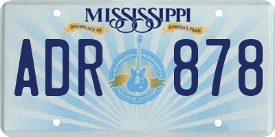 MS license plate ADR878