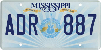 MS license plate ADR887