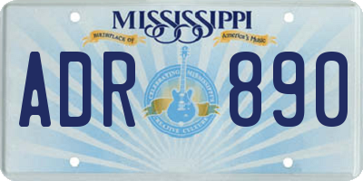 MS license plate ADR890