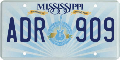 MS license plate ADR909