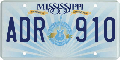 MS license plate ADR910