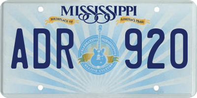 MS license plate ADR920