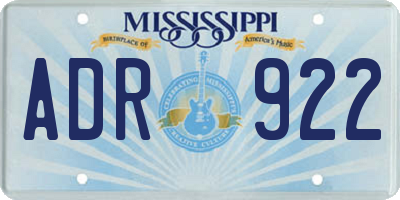 MS license plate ADR922