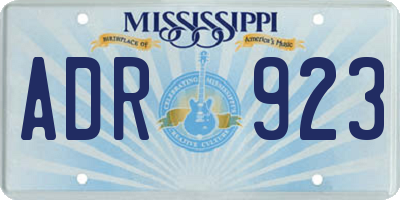 MS license plate ADR923