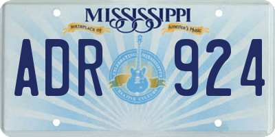 MS license plate ADR924