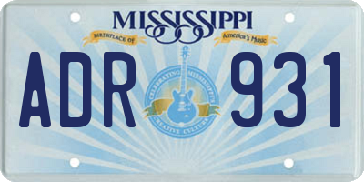 MS license plate ADR931