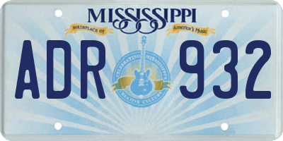 MS license plate ADR932