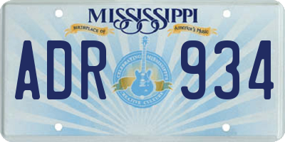 MS license plate ADR934