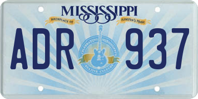MS license plate ADR937