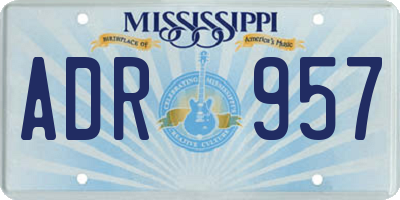 MS license plate ADR957