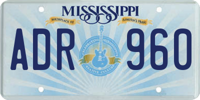 MS license plate ADR960