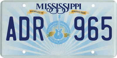 MS license plate ADR965