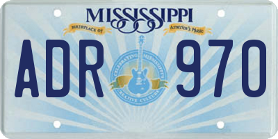 MS license plate ADR970