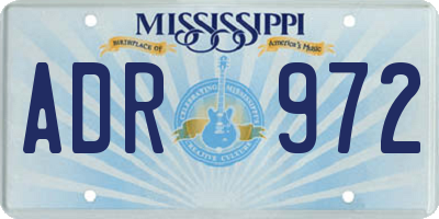 MS license plate ADR972