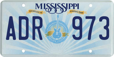 MS license plate ADR973