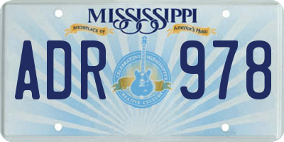 MS license plate ADR978