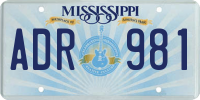 MS license plate ADR981
