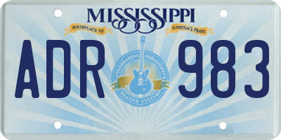 MS license plate ADR983