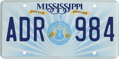 MS license plate ADR984