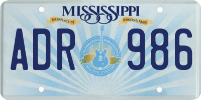 MS license plate ADR986