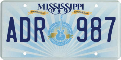 MS license plate ADR987