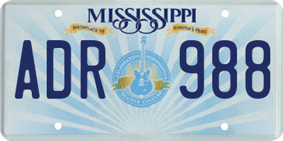 MS license plate ADR988