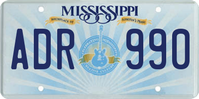 MS license plate ADR990