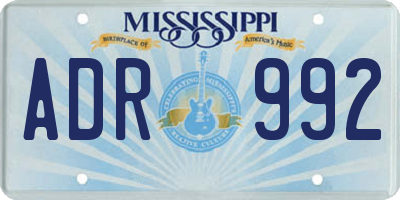MS license plate ADR992