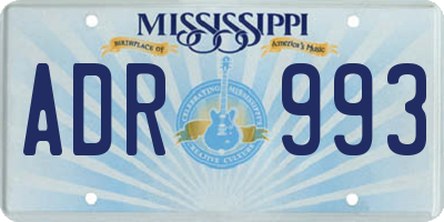MS license plate ADR993