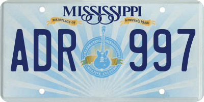 MS license plate ADR997