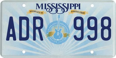 MS license plate ADR998