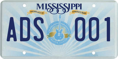 MS license plate ADS001