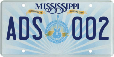 MS license plate ADS002