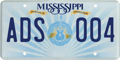 MS license plate ADS004