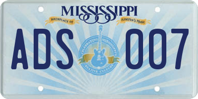 MS license plate ADS007