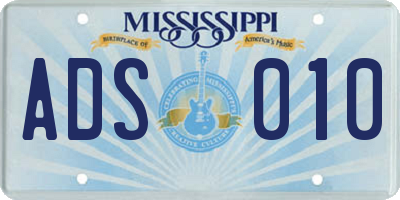 MS license plate ADS010