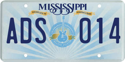 MS license plate ADS014